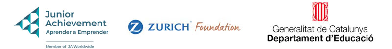 logo Junior Archievement, logo Zurich Foundation y logo Generalitat de Catalunya