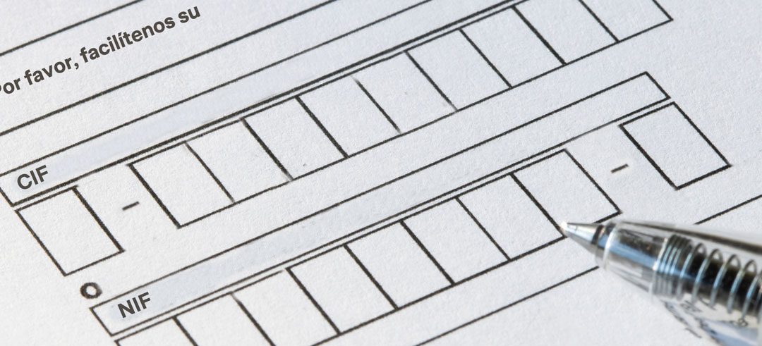 Documento para rellenar el CIF o NIF